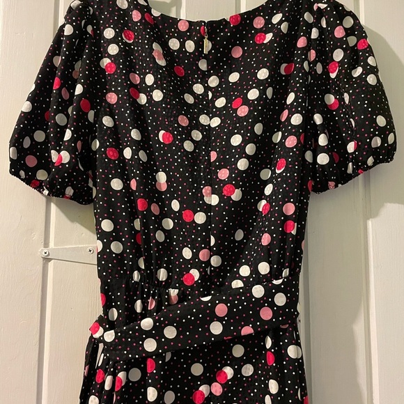 Karl Lagerfeld hi-low wrap Polk-a-dot dress-size8 like new - Picture 8 of 13